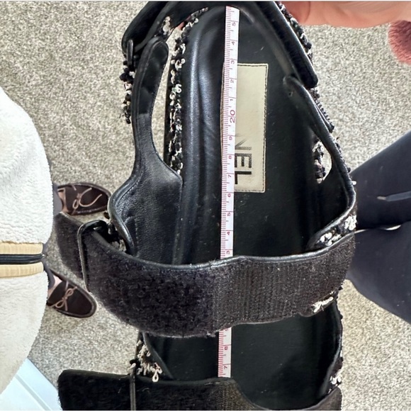 Chanel Dad Sandals Black and White Tweed Size 40 - Picture 5 of 6